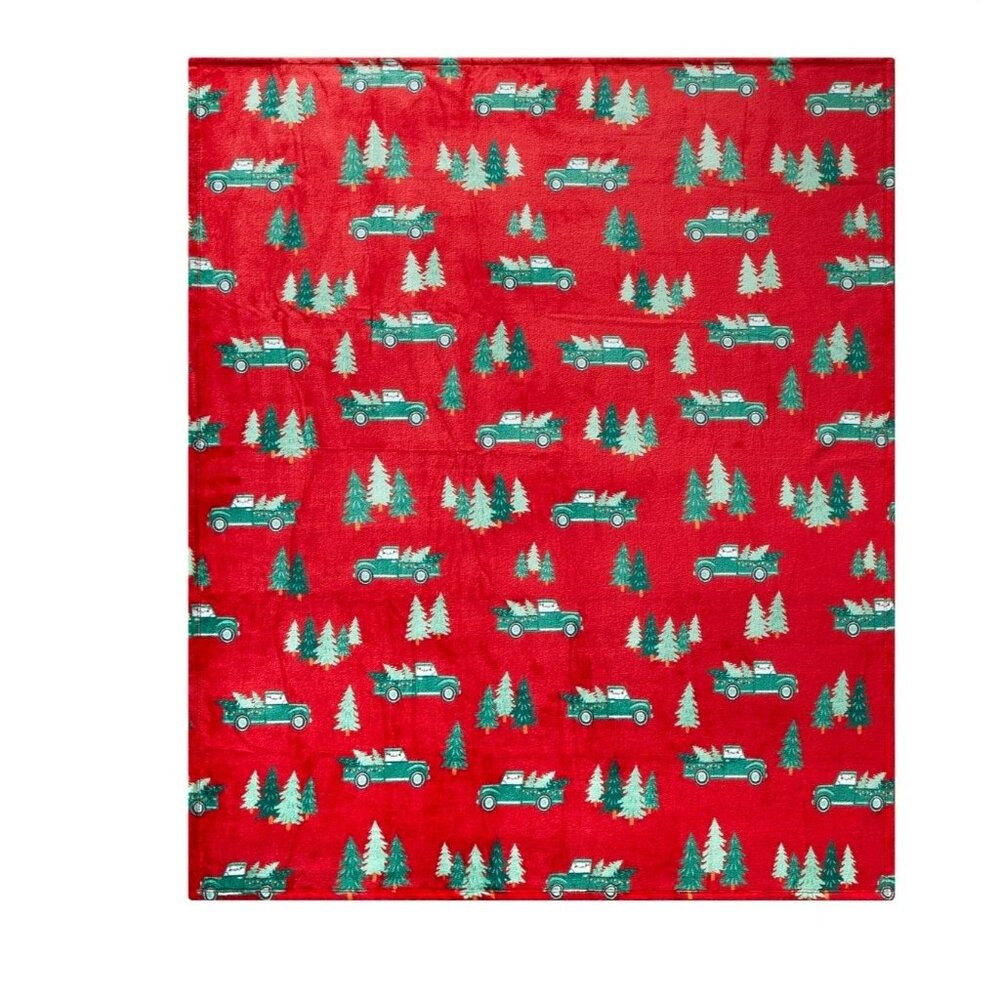 Holiday Time Cozy Christmas Plush Trucks Throw Blanket - 50"x60" - NWOT